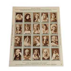1930s Souvenir of Beauty Irish History & Legend Women Portraits Sheet 20 Stamps